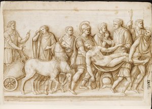 Verso: de terugkeer van Meleager, van een Romeins sarcofaag, Rome, Palazzo Barberini, ca. 1512-17 door Master of the Oxford Album