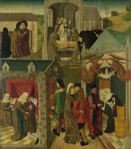 Sint Elisabeth van Hongarije verzorgt de zieken in Marburg, De dood van Sint Elisabeth, binnenvleugel rechts van een altaarstuk gemaakt voor de Grote Kerk in Dordrecht door Master of the St Elizabeth Panels