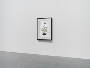 Columbine, 2018 (Houten frame, rand, LCD-scherm, ventilator en mediaspeler) door Mat Collishaw