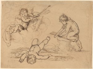 Allegorie: Vier putti door Mather Brown