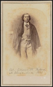 Carte-de-visite portret van Col. Elmer Ephraim Ellsworth, 1861 door Mathew Brady