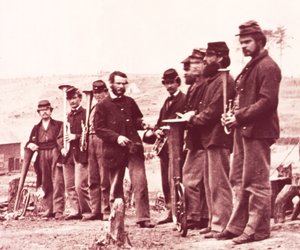 Muzikanten van het federale leger door Mathew Brady