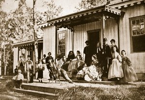 Generaal Heintzelman Ontvangt Vrienden in het Herstelkamp, Alexandria, 1861-65 door Mathew B. Brady