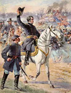 Generaal-majoor Hooker bij de Slag om Chancellorville, Virginia, 3 mei 1863