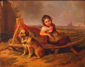 Meisje met hond voor Wenen