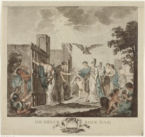 Allegorie op het herstel van de stadhouder Willem V, 1787 door Mathias de Sallieth