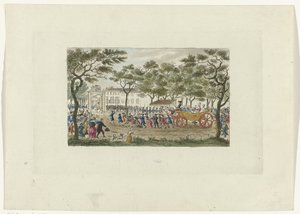 Inhaling van de prinses van Oranje en de kinderen, 1787 door Mathias de Sallieth