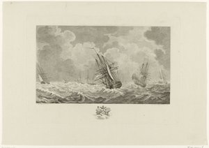 Nederlandse vloot in de storm, 1784 door Mathias de Sallieth
