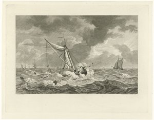 Stranden van de kaag van schipper Klaas Ringels bij Texel, 1778 door Mathias de Sallieth