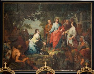 Parochiekerk (Parochiekerk Sint-Maarten). Schilderij. "Jezus en de Samaritaanse vrouw". Matthijs De Visch