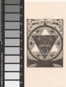 Theosofisch embleem met brullende hondenkop