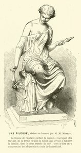 Oude Romeinse vrouw die draad spint door Mathurin Moreau