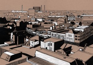 Croydon View, 2016 (acrylinkt op board)