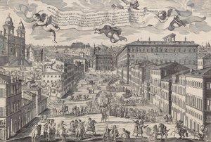 Prospetto della chiesa della Santissima Trinita de Monti detta volgarmente Piazza di Spagnia door Matteo Gregorio de Rossi