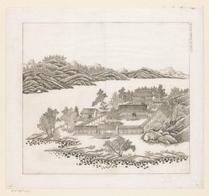 Gezicht op een deel van het keizerlijk zomerpaleis in Chengde (Jehol) te China