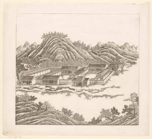 Gezicht op een deel van het keizerlijk zomerpaleis in Chengde (Jehol) te China