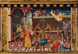 Madonna en Kind met Heiligen Jacobus, Augustinus, Bernardinus en Margaretha, eerste decennia van de 14e eeuw door Matteo di (c.1430 95) Giovanni