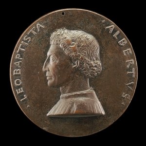 Leone Battista Alberti, 1404-1472, architect en schrijver over kunst en wetenschap [voorzijde], 1446-1450
