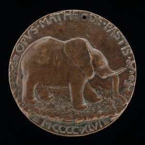 De Malatesta-olifant in een weide [achterzijde], 1446