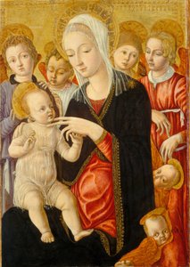 Madonna en kind met engelen en cherubijnen door Matteo di Giovanni