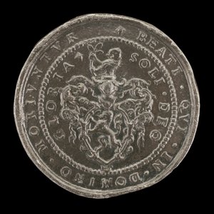 Wapens en inscriptie [achterzijde], 1592 door Matthäus Carl