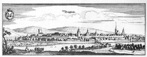 Besigheim - fragment uit Topographia Sueviae (Schwaben) door Matthaus Merian