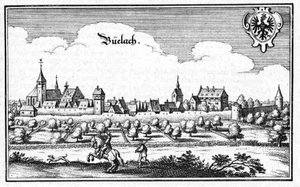 Büelach - uittreksel uit Topographia Sueviae (Schwaben) door Matthaus Merian