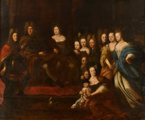 Familieportret van landgraaf Frederik II van Hessen-Homburg door Matthaus Merian