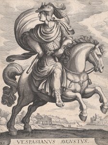 Keizer Vespasianus te paard, uit de serie De eerste twaalf Romeinse keizers, plaat 1..., 1610-50