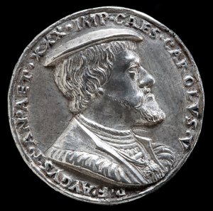 Karel V, 1500-1558, Koning van Spanje 1516-1556, Heilige Roomse Keizer 1519 [voorzijde], 1530 door Matthes Gebel