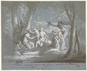 Telemachus en Calypso spelend met een Amor door Mattheus Ignatius van Bree