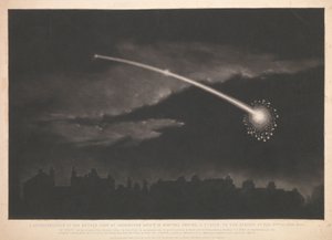 Een voorstelling van de meteoor gezien in Paddington ongeveer 12 minuten voor 11 uur 