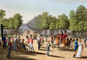 Kampement van het Britse leger in het Bois de Boulogne, Parijs, 1815-1817 door Matthew Dubourg