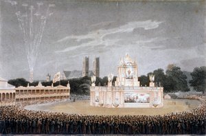 Vuurwerkshow in Green Park, Westminster, Londen, 1814