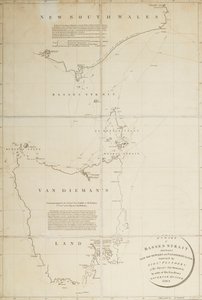 Een kaart van Basses Straight tussen New South Wales en Van Diemans Land, onderzocht door luitenant Flinders van HMS 