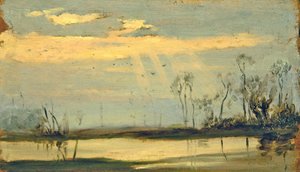 Bij Henley on Thames, de rivier overstroomd door Matthew Ridley Corbet