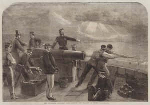 Het vrijwilligersartilleriekorps leert kanonpraktijk in Hythe