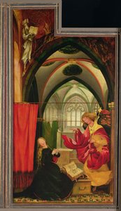 De Annunciatie van het Isenheim-altaarstuk, linker vleugel, ca. 1512-16