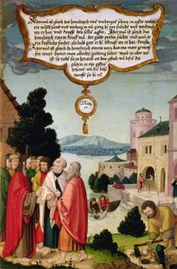 Het Koninkrijk der Hemelen is als een net, dat in de zee werd geworpen en vissen van elke soort verzamelde (Mattheüs 13) illustratie van Christus