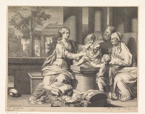 Heilige Familie met Zacharias, Elisabet en Johannes de Doper door Matthijs Pool