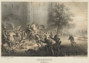 Bulgersteyn belegerd door de Noormannen, ca. 810 door Matthijs Willem Gerardus Michielsen