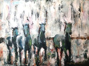 Wilde paarden galopperen door Matthys Moss