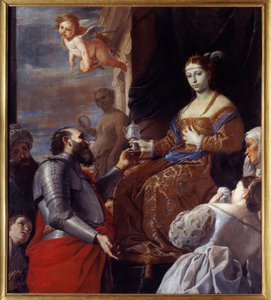 Sophonisbe (235-203 v.Chr.) neemt het gif. Massinissa vergiftigde zijn vrouw Sophonisbe, koningin van Numidië, liever dan haar aan Rome uit te leveren