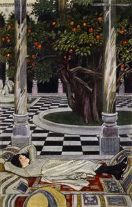 Bezoek aan Bagdad: In de Voorhof door Maurice (after) Greiffenhagen