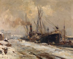 Haven van Antwerpen in de winter
