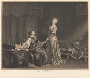 Het contract door Maurice Blot after Jean Honoré Fragonard