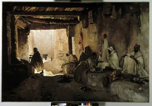 De slagers van de oase van Chelma, Biskra, Algerije door Maurice Bompard
