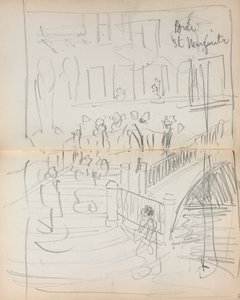 Italiaans schetsboek: Brug St. Margarita pagina 67 & 68, 1898-1899 door Maurice Brazil Prendergast