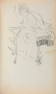 Italiaans schetsboek: Zittende vrouw die naait, pagina 153, 1898-1899 door Maurice Brazil Prendergast