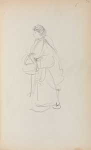 Italiaans schetsboek: Staande vrouw met een tas, pagina 56, 1898-1899 door Maurice Brazil Prendergast